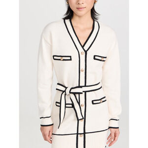 Line & Dot 'Jamie' White V Neck Long Sleeve Sweater Dress Size M